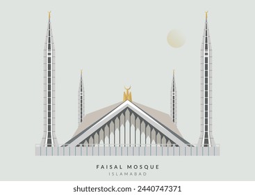 Monumento emblemático - Mezquita Faisal Islamabad - Pakistán - Ilustración de stock como archivo EPS 10