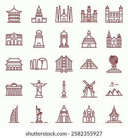 LANDMARK AND MONUMENT ICON SET