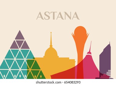 Landmark and monument isolated silhouette Astana city vector