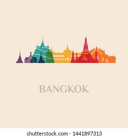 Landmark and monument isolated silhouette Bangkok city vector