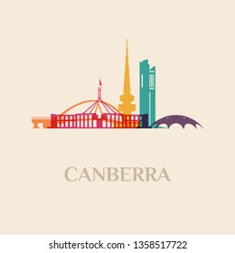Landmark and monument isolated silhouette Canberra city vector svg