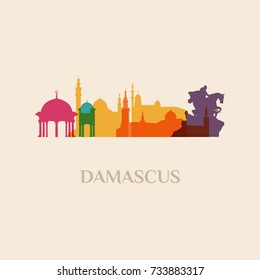 Landmark And Monument Isolated Silhouette Damascus City Vector