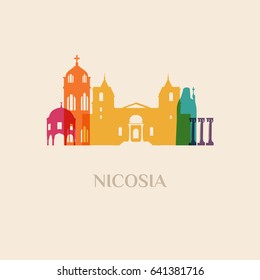 Landmark and monument isolated silhouette Nicosia city vector sign