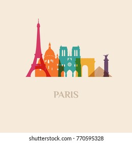 Landmark and monument isolated silhouette Paris city vector
