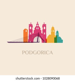 Landmark and monument isolated silhouette Podgorica city vector