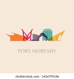 Landmark and monument isolated silhouette Port Moresby city vector Papua New Guinea