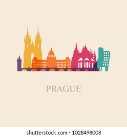 Landmark and monument isolated silhouette Prague city vector