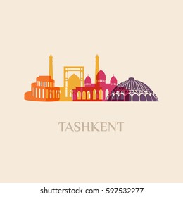 Landmark and monument isolated silhouette Tashkent city vector sign