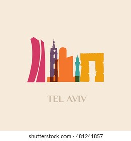 Landmark and monument isolated silhouette Tel Aviv city vector