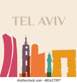 Landmark and monument isolated silhouette Tel Aviv city vector