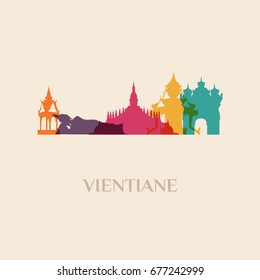 Landmark and monument isolated silhouette Vientiane city vector
