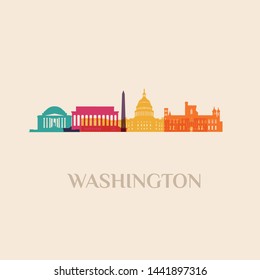 Landmark And Monument Isolated Silhouette Washington City Vector