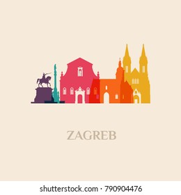 Landmark and monument isolated silhouette Zagreb city vector