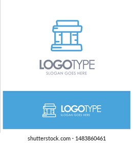 Landmark, Paris, Tower Blue outLine Logo with place for tagline