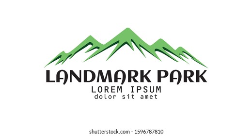 
landmark park logo template. Green mountain design