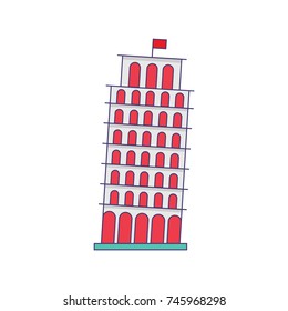 Landmark Pisa icon logo vector design illustration