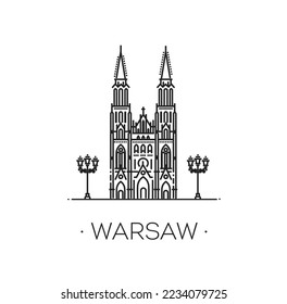 Landmark of Poland. Twin Towered Cathedral of Saint Michael the Archangel and Saint Florian the Martyr in the Praga District of Warsaw