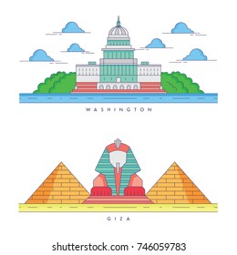 Landmark set icon vector design illustration