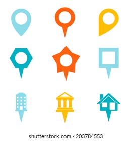 Landmark and Showplace Symbol Map Pointer Mark Icons Vector Template Illustration