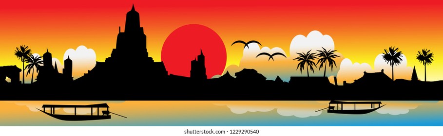 Landmark silhouette, Thailand.