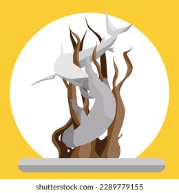 punto de referencia de la ciudad de surabaya, este de java, indonesia. Ilustración plana del vector