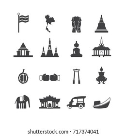 Landmark of Thailand line icons set ,vector illustration