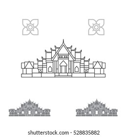 Landmark of Thailand line icons,vector illustration