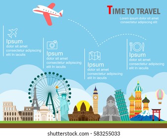 landmark and transport, vector illustration