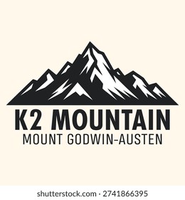 Landmark Vector Art Logo: K2 Mountain (Mt. Godwin-Austen), Pakistan