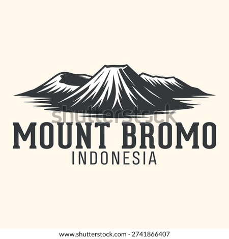 Landmark Vector Art Logo: Mount Bromo, Indonesia - Iconic Volcano Illustration