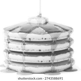 landmark visual black white monochrome tower radiant building halftone illustration