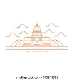 Landmark washington icon vector logo design illustration