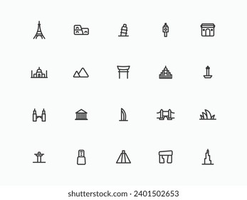 Landmark of the world icon set line style