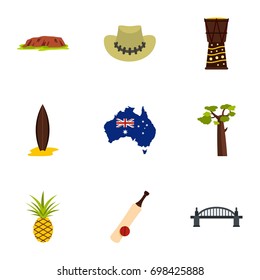 Landmarks of Australia icon set. Flat style set of 9 landmarks of Australia vector icons for web isolated on white background