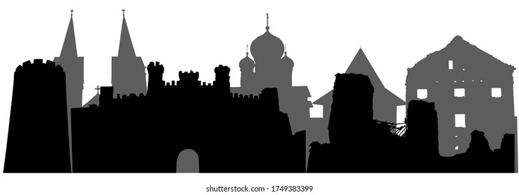 Landmarks of Belarus, silhouettes. Vector illustration