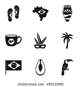 Landmarks of Brazil icon set. Simple style set of 9 brazilan symbols vector icons for web isolated on white background