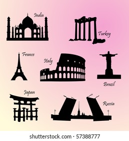 Landmarks countries of the world