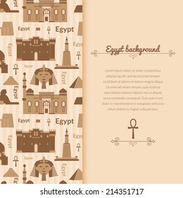 Landmarks of Egypt vector background in flat style with vertically space for text