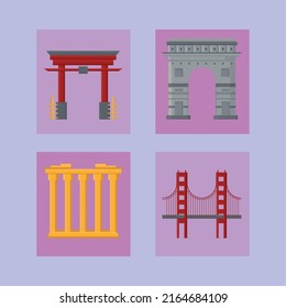 landmarks icon collection vector design