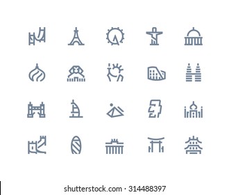 Landmarks icons set. Line style