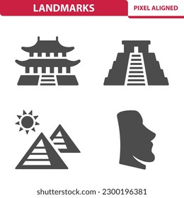 Landmarks Icons. Tourism. Professional, pixel perfect vector icon set.