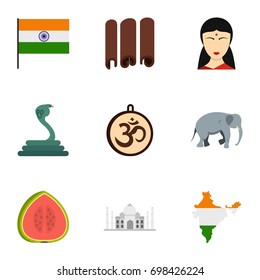 Landmarks of India icon set. Flat style set of 9 landmarks of India vector icons for web isolated on white background