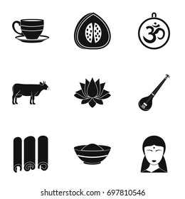 Landmarks of India icon set. Simple style set of 9 landmarks of India vector icons for web isolated on white background