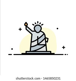 Landmarks, Liberty, Of, Statue, Usa  Business Flat Line Filled Icon Vector Banner Template. Vector Icon Template background