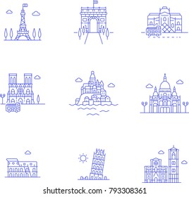 Landmarks- Line Icon Set