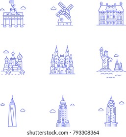 Landmarks- Line Icon Set