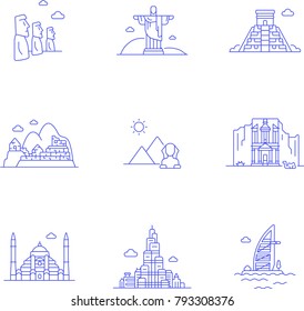 Landmarks- Line Icon Set