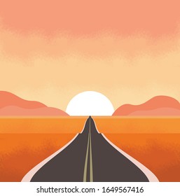 Landmarks With Minimal Art Style. Vector illustration. Sunset flat illustration