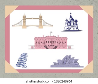 Landmarks, a picture on a textured sheet.