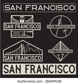 landmarks of San Francisco vintage labels set